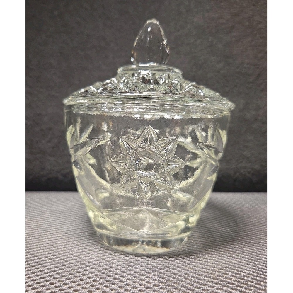vintage clear pressed glass sugar bowl
